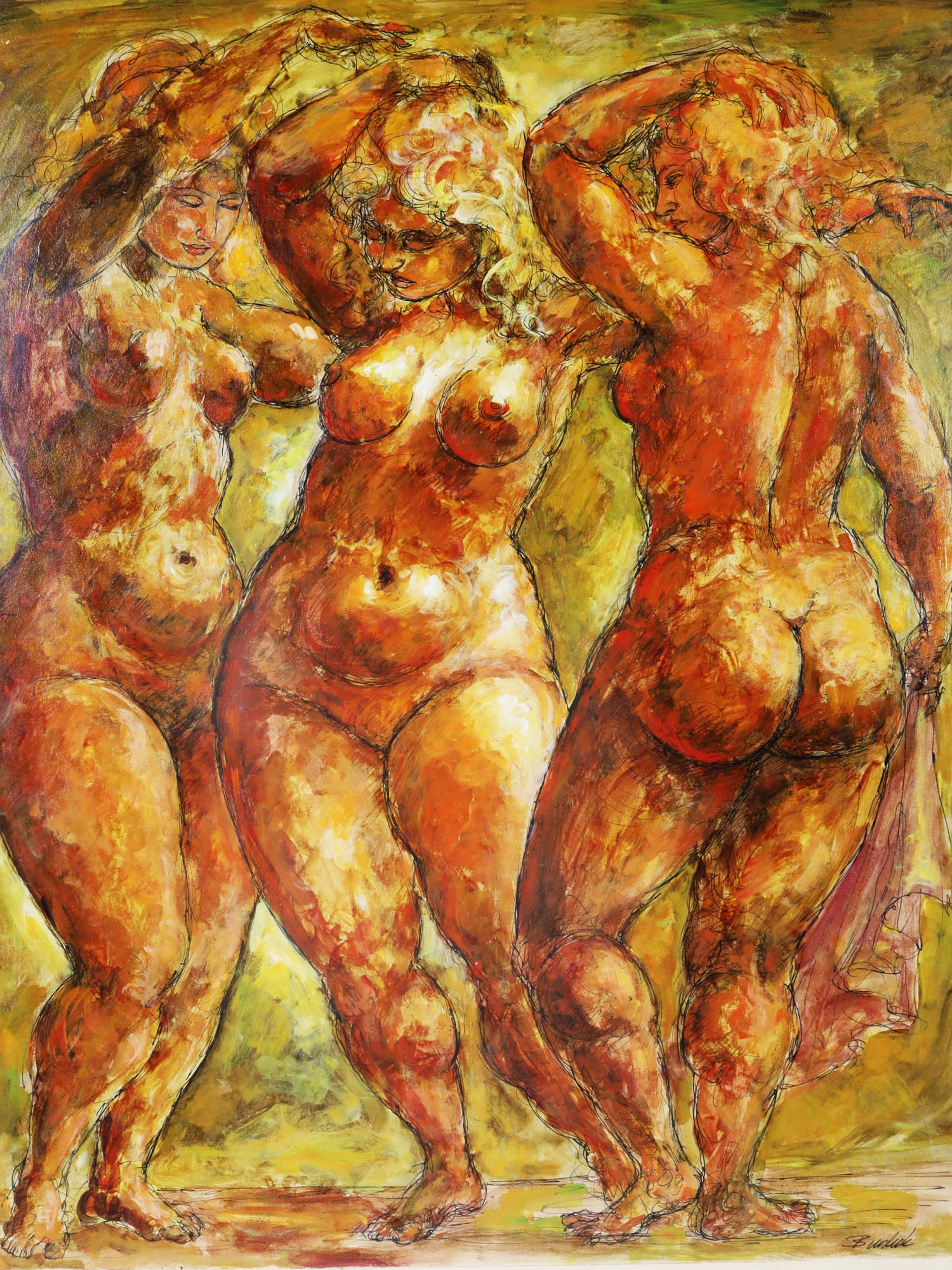 GRACES FEMALE NUDES PAINTING BY CHARLES BURDICK PIC-1